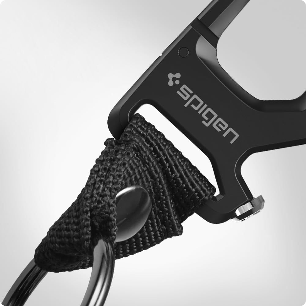 Schlüsselanhänger mit Karabiner und Flaschenöffner, Spigen Carabiner with KeyRing 2-Pack, Schwarz