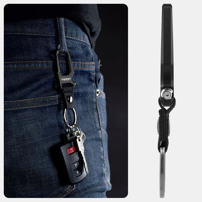 Schlüsselanhänger mit Karabiner und Flaschenöffner, Spigen Carabiner with KeyRing 2-Pack, Schwarz