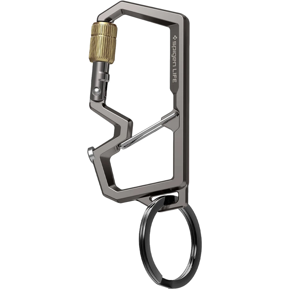 Karabiner mit Schlüsselband und Schlüsselring, Spigen Carabiner LF101, Silber