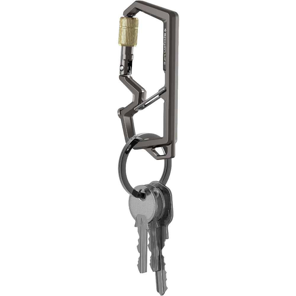 Karabiner mit Schlüsselband und Schlüsselring, Spigen Carabiner LF101, Silber
