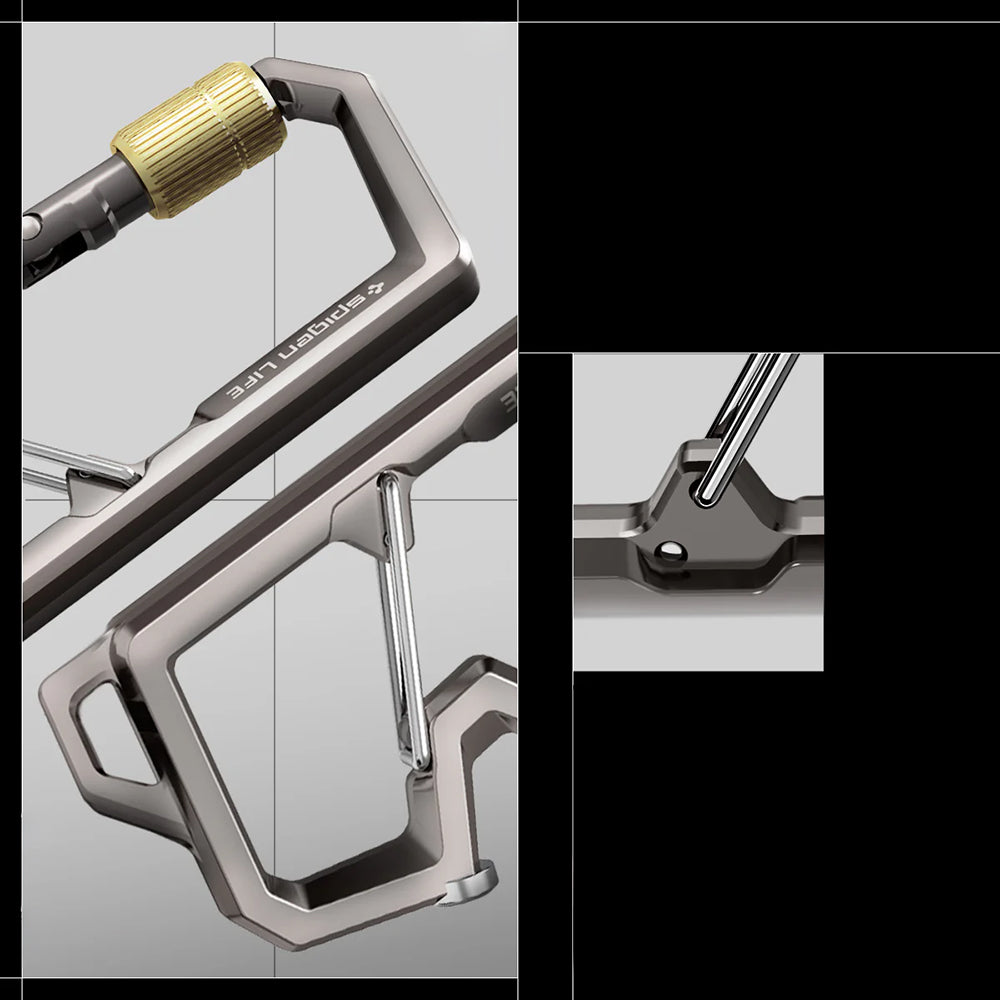 Karabiner mit Schlüsselband und Schlüsselring, Spigen Carabiner LF101, Silber