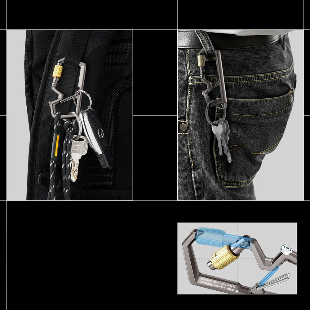 Karabiner mit Schlüsselband und Schlüsselring, Spigen Carabiner LF101, Silber