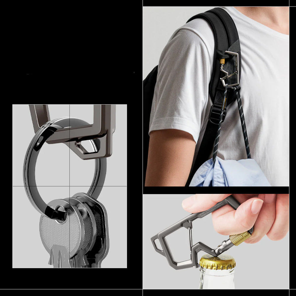 Karabiner mit Schlüsselband und Schlüsselring, Spigen Carabiner LF101, Silber