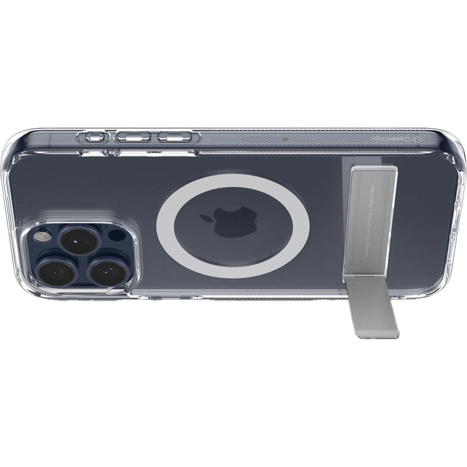 Handyhülle für iPhone 15 Pro Max, Spigen Caseology Capella Mag Kickstand mit MagSafe, Transparent-Weiß