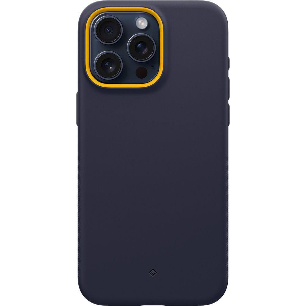 Schutzhülle für iPhone 15 Pro Max, Spigen Caseology Nano Pop Mag mit MagSafe, Dunkelblau-Gelb