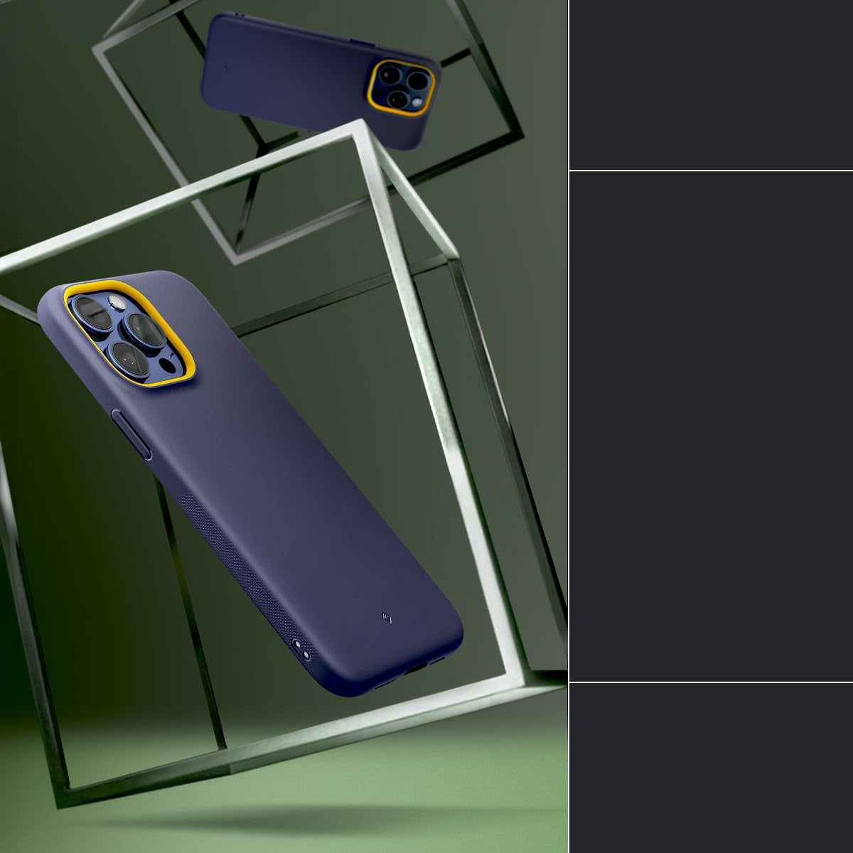 Schutzhülle für iPhone 15 Pro Max, Spigen Caseology Nano Pop Mag mit MagSafe, Dunkelblau-Gelb