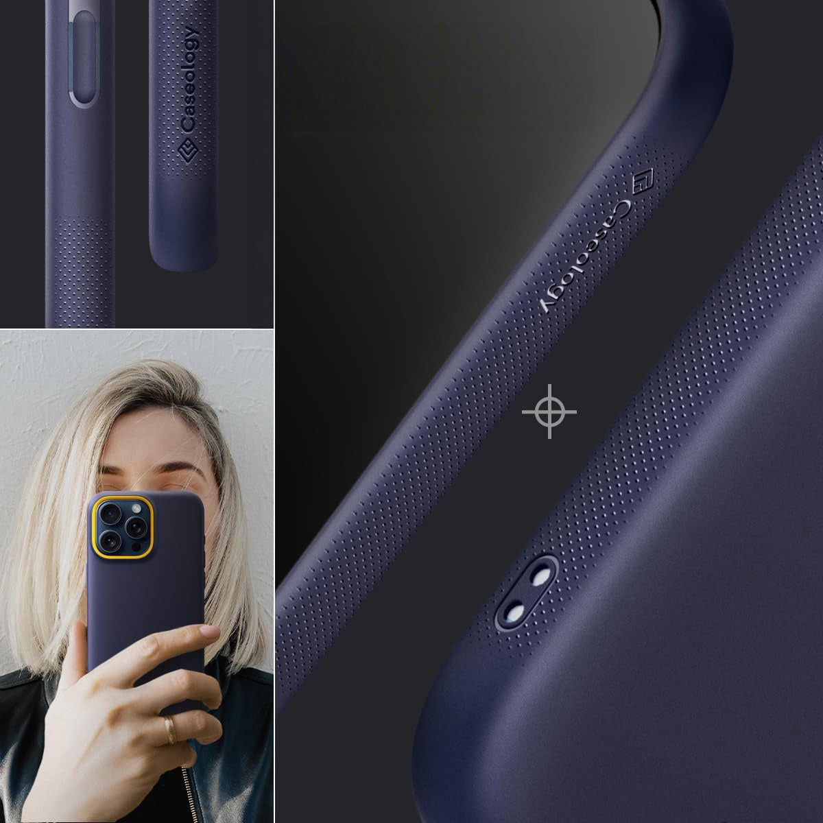 Schutzhülle für iPhone 15 Pro Max, Spigen Caseology Nano Pop Mag mit MagSafe, Dunkelblau-Gelb
