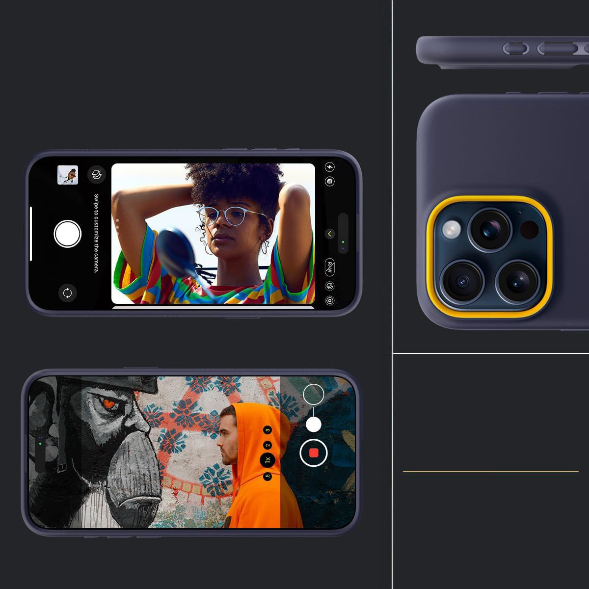 Schutzhülle für iPhone 15 Pro Max, Spigen Caseology Nano Pop Mag mit MagSafe, Dunkelblau-Gelb