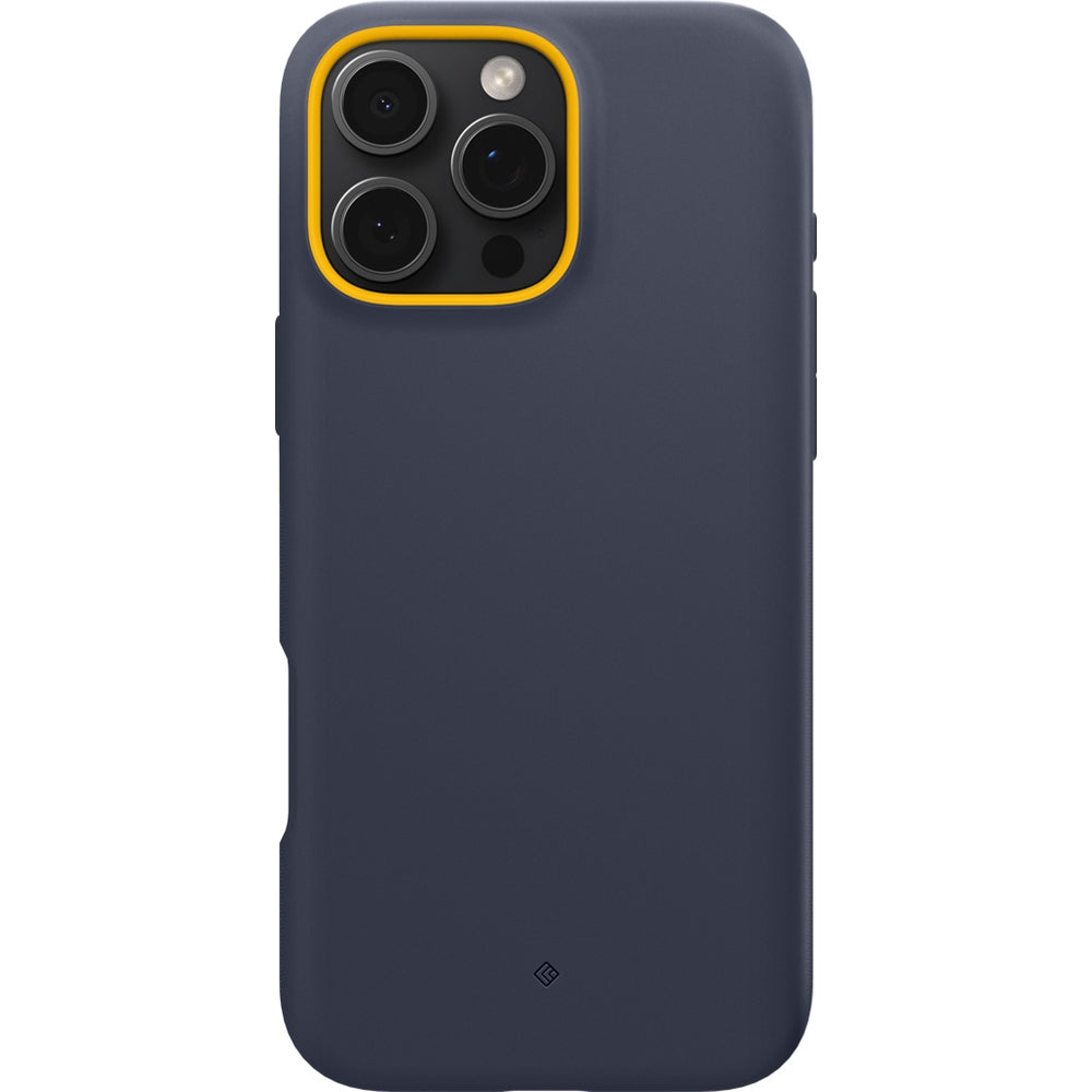 Handyhülle für iPhone 16 Pro, Spigen Caseology Nano Pop Mag mit MagSafe, Dunkelblau und Gelb
