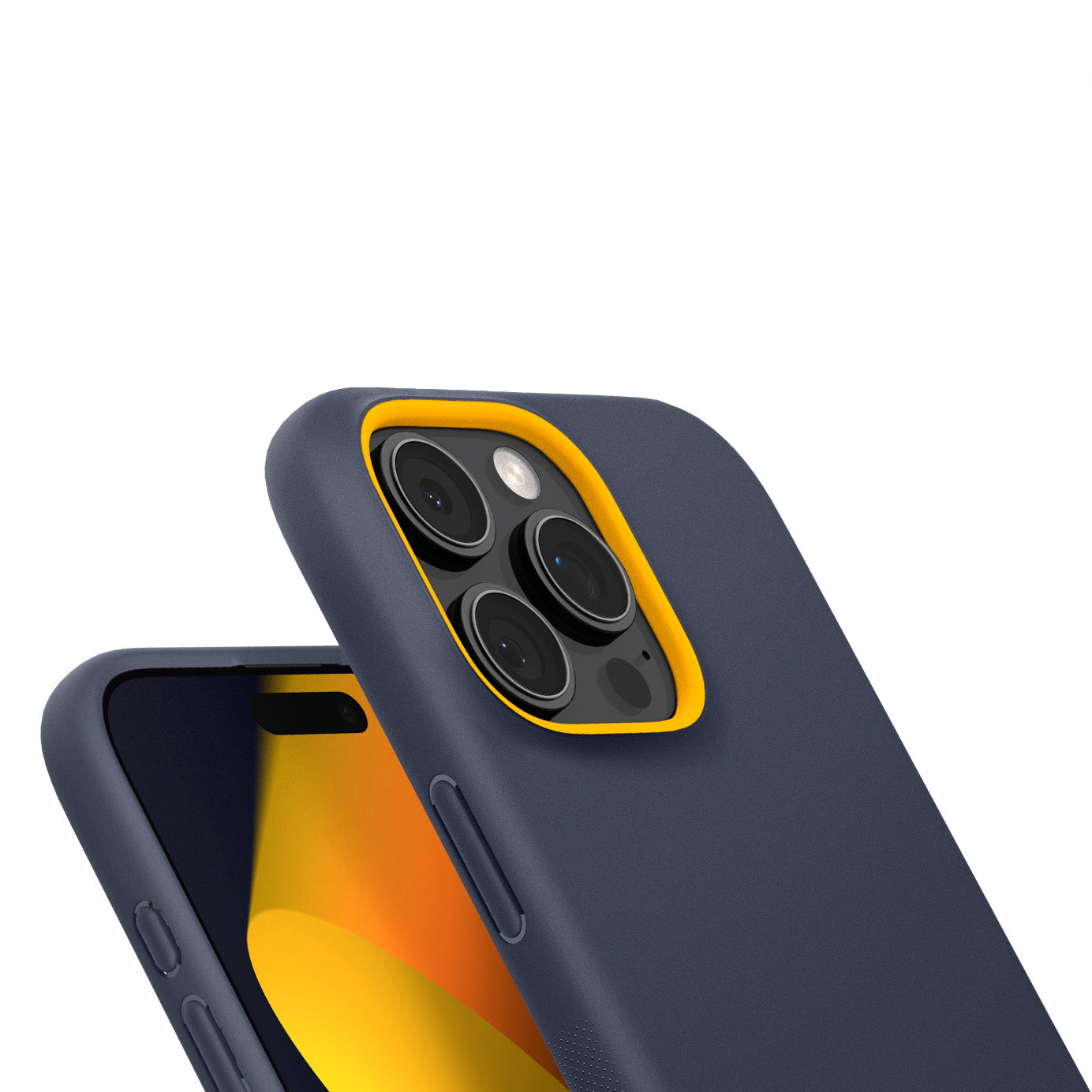 Handyhülle für iPhone 16 Pro, Spigen Caseology Nano Pop Mag mit MagSafe, Dunkelblau und Gelb