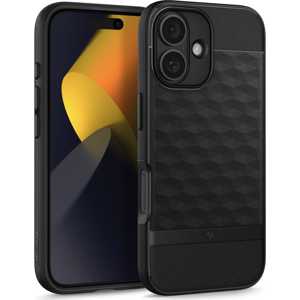 Handyhülle für iPhone 16, Spigen Caseology Parallax Mag mit MagSafe, Schwarz