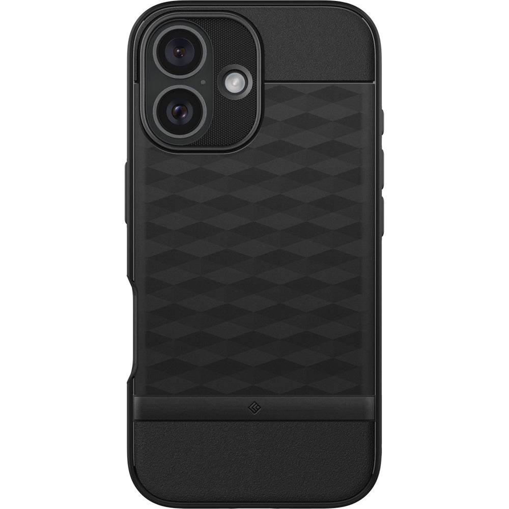 Handyhülle für iPhone 16, Spigen Caseology Parallax Mag mit MagSafe, Schwarz