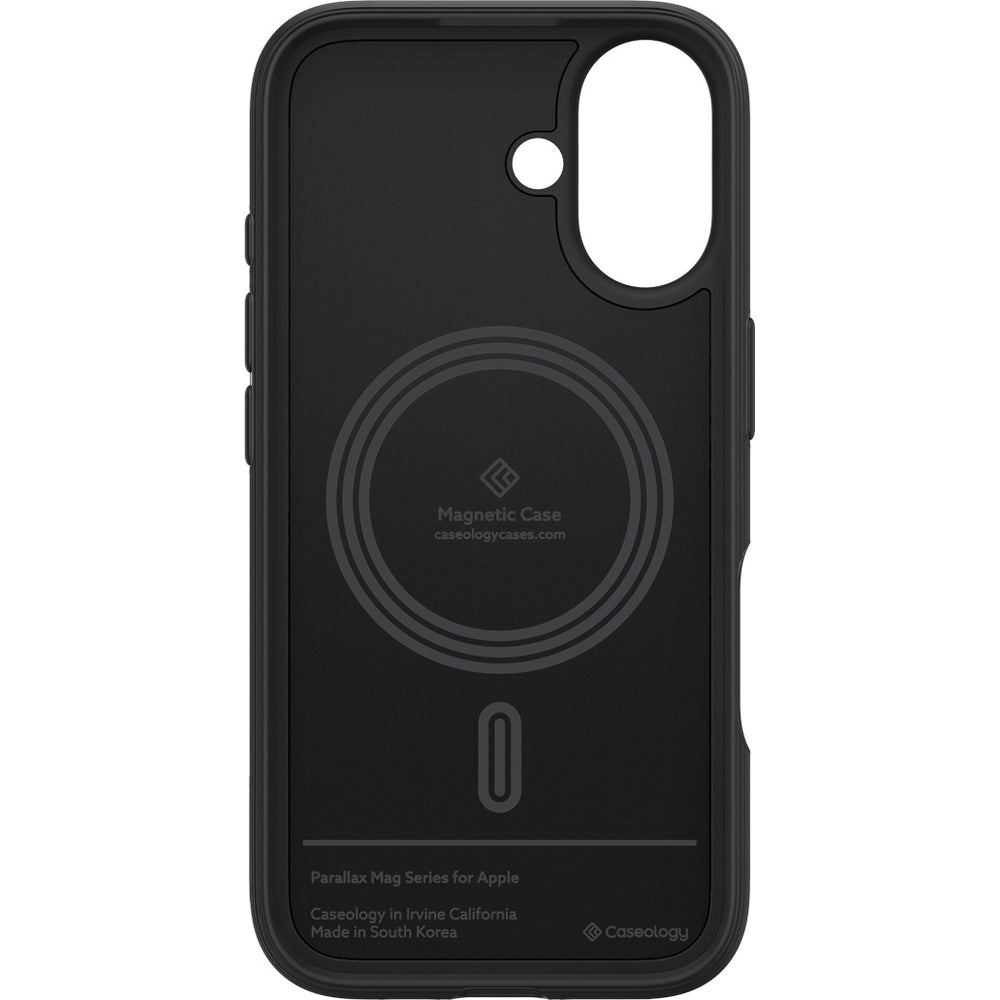Handyhülle für iPhone 16, Spigen Caseology Parallax Mag mit MagSafe, Schwarz