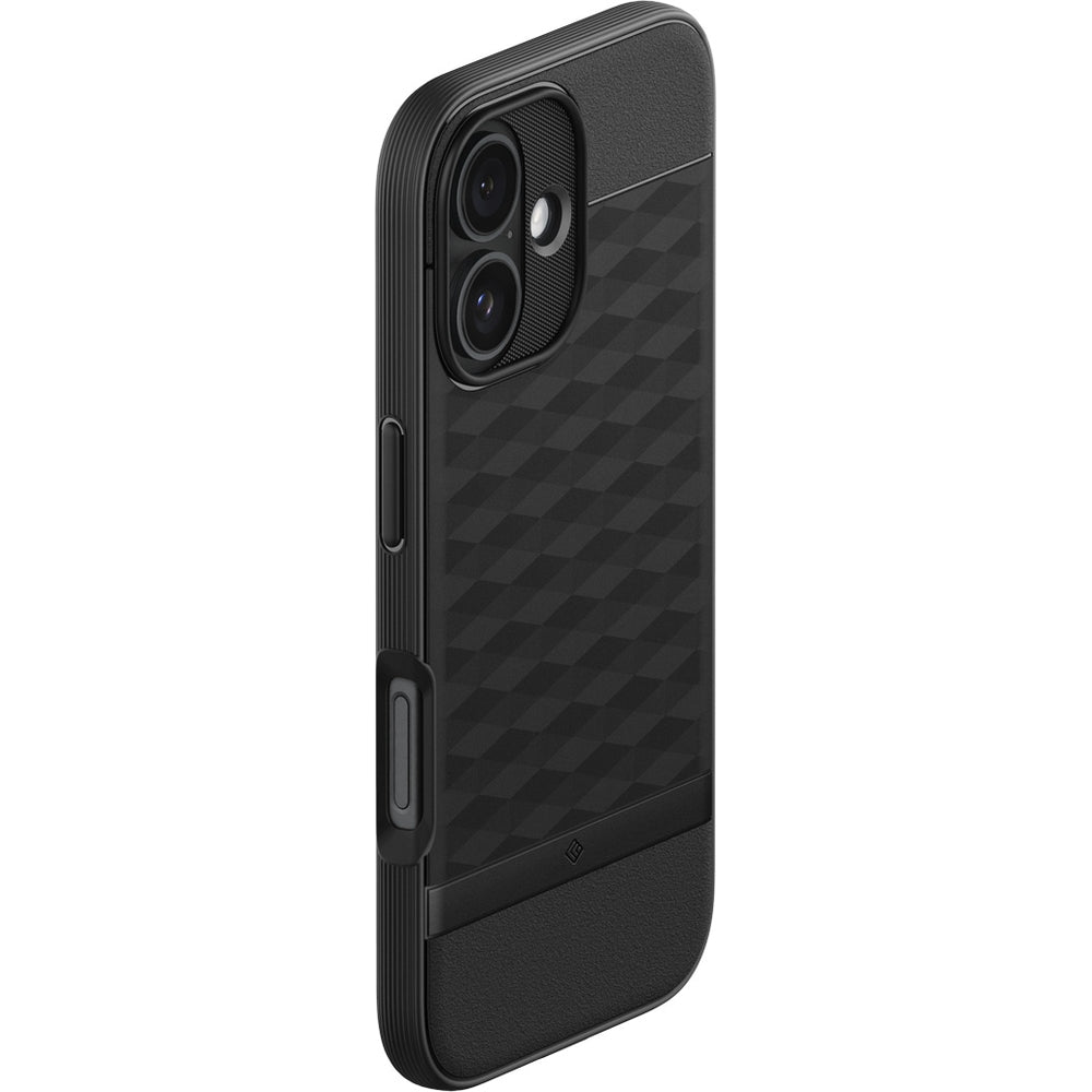 Handyhülle für iPhone 16, Spigen Caseology Parallax Mag mit MagSafe, Schwarz