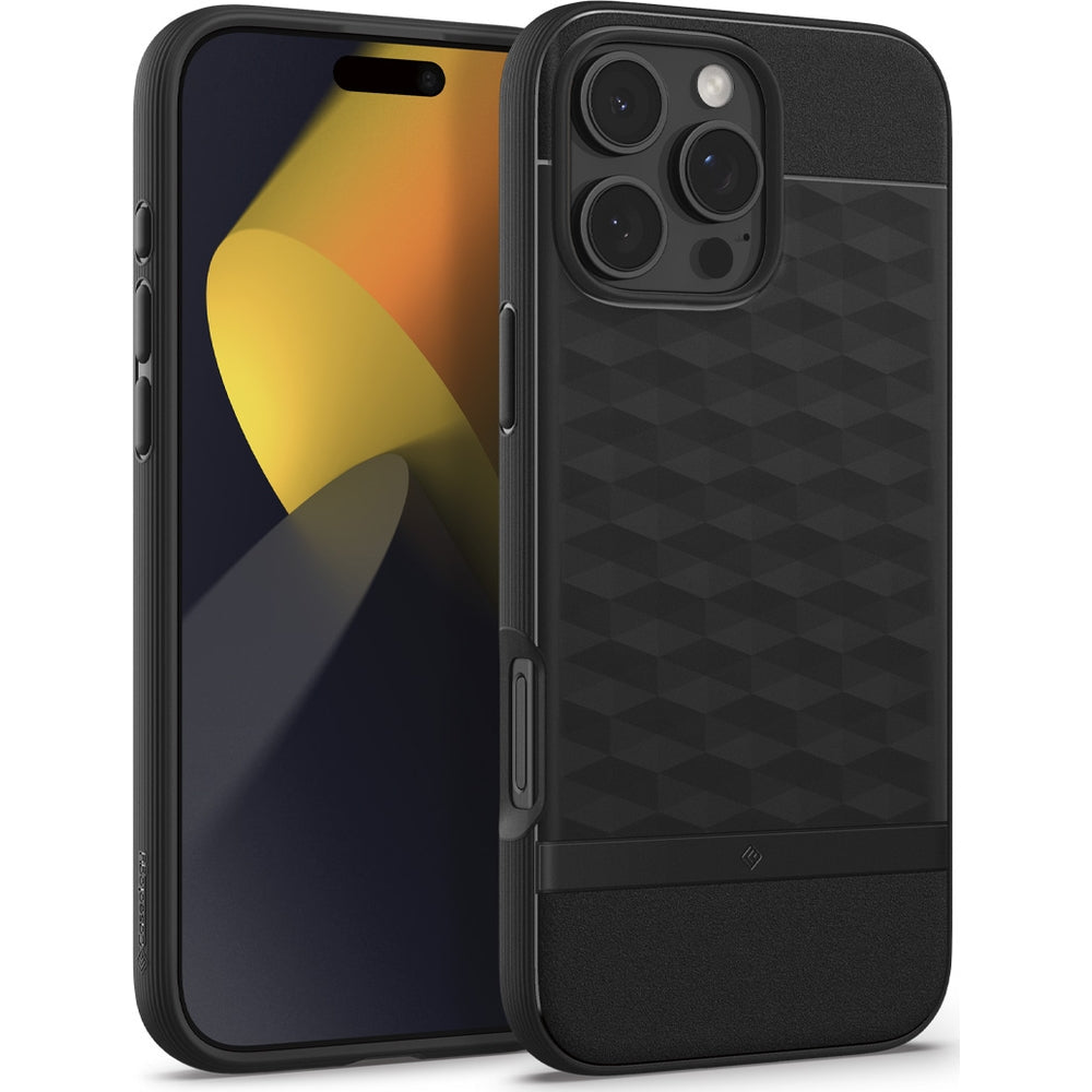 Handyhülle für iPhone 16 Pro, Spigen Caseology Parallax Mag mit MagSafe, Schwarz