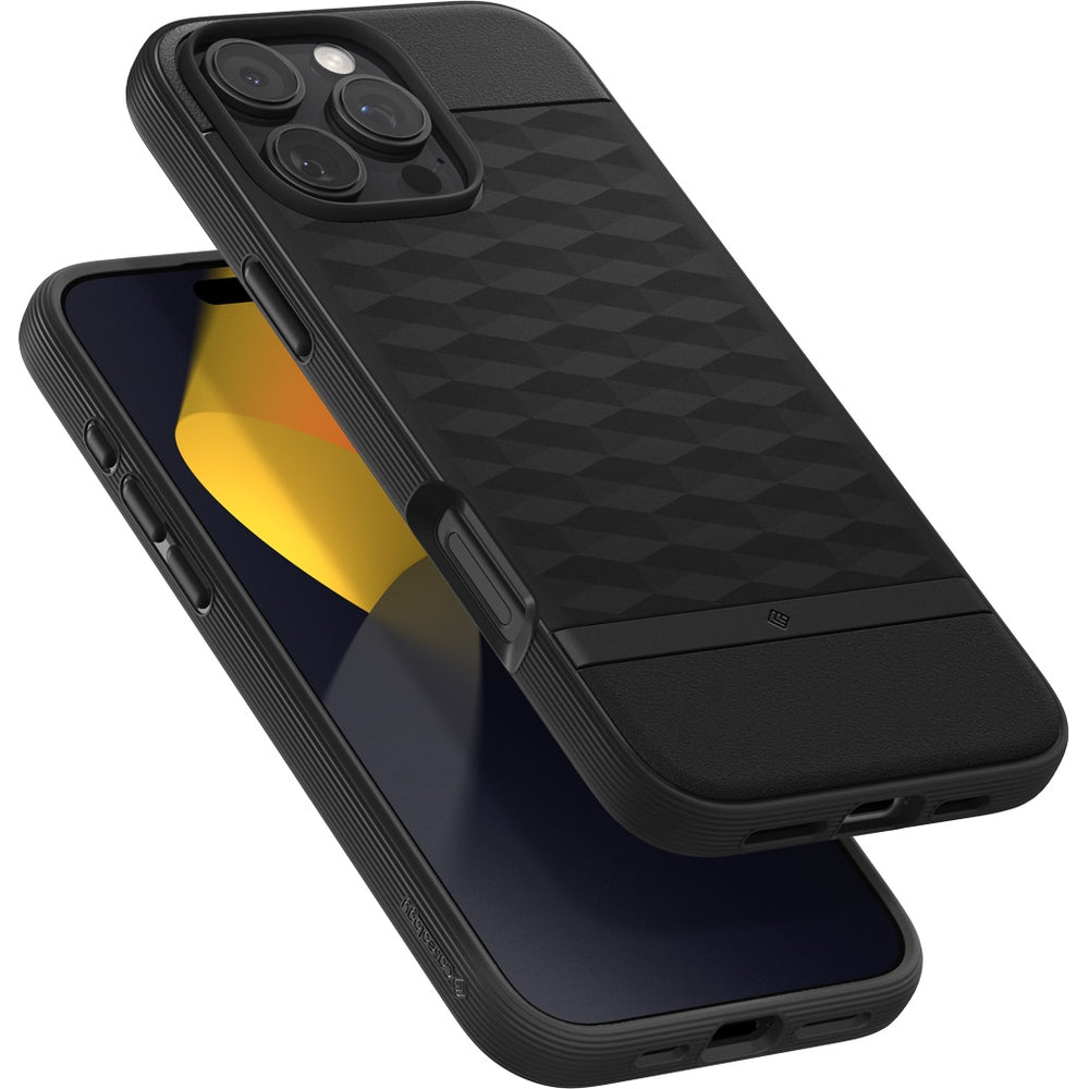 Handyhülle für iPhone 16 Pro, Spigen Caseology Parallax Mag mit MagSafe, Schwarz