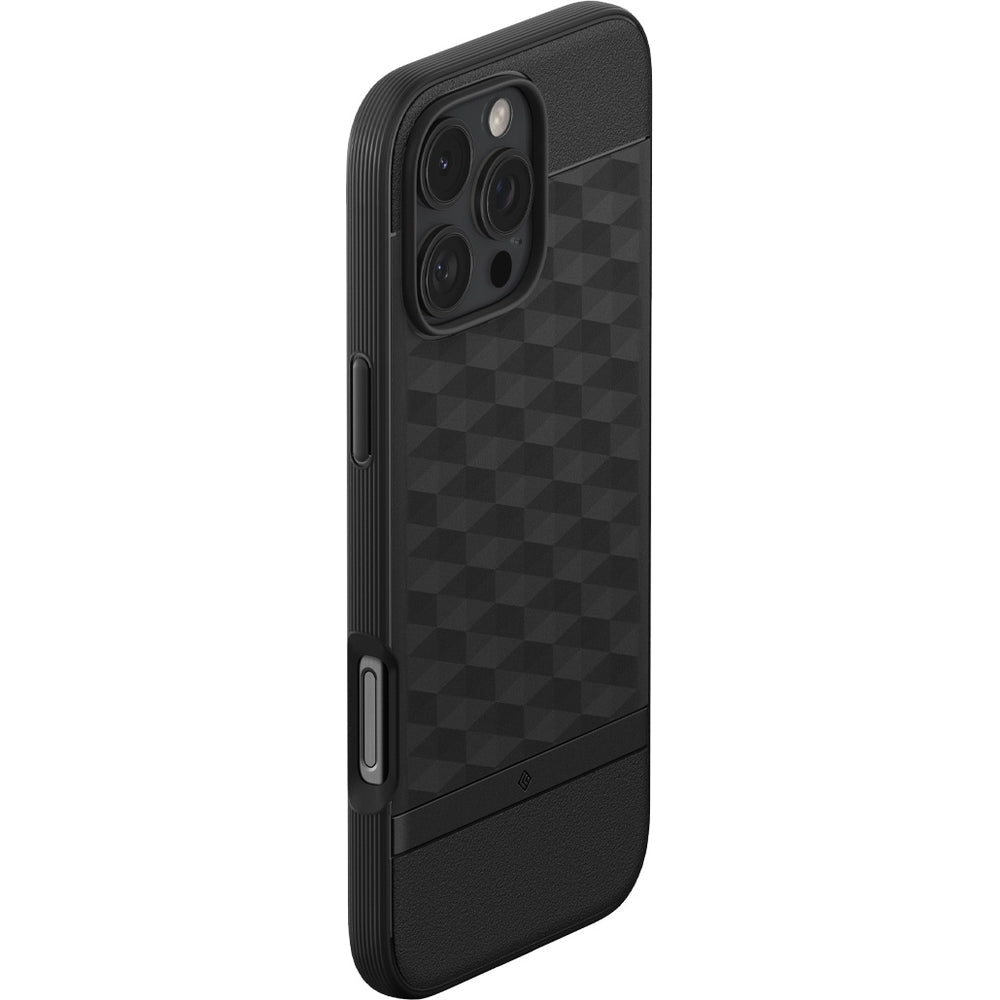 Handyhülle für iPhone 16 Pro, Spigen Caseology Parallax Mag mit MagSafe, Schwarz