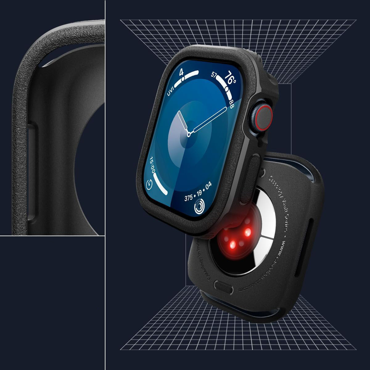 Schutzhülle für Apple Watch 10 46 mm, Spigen Caseology Vault, Schwarz