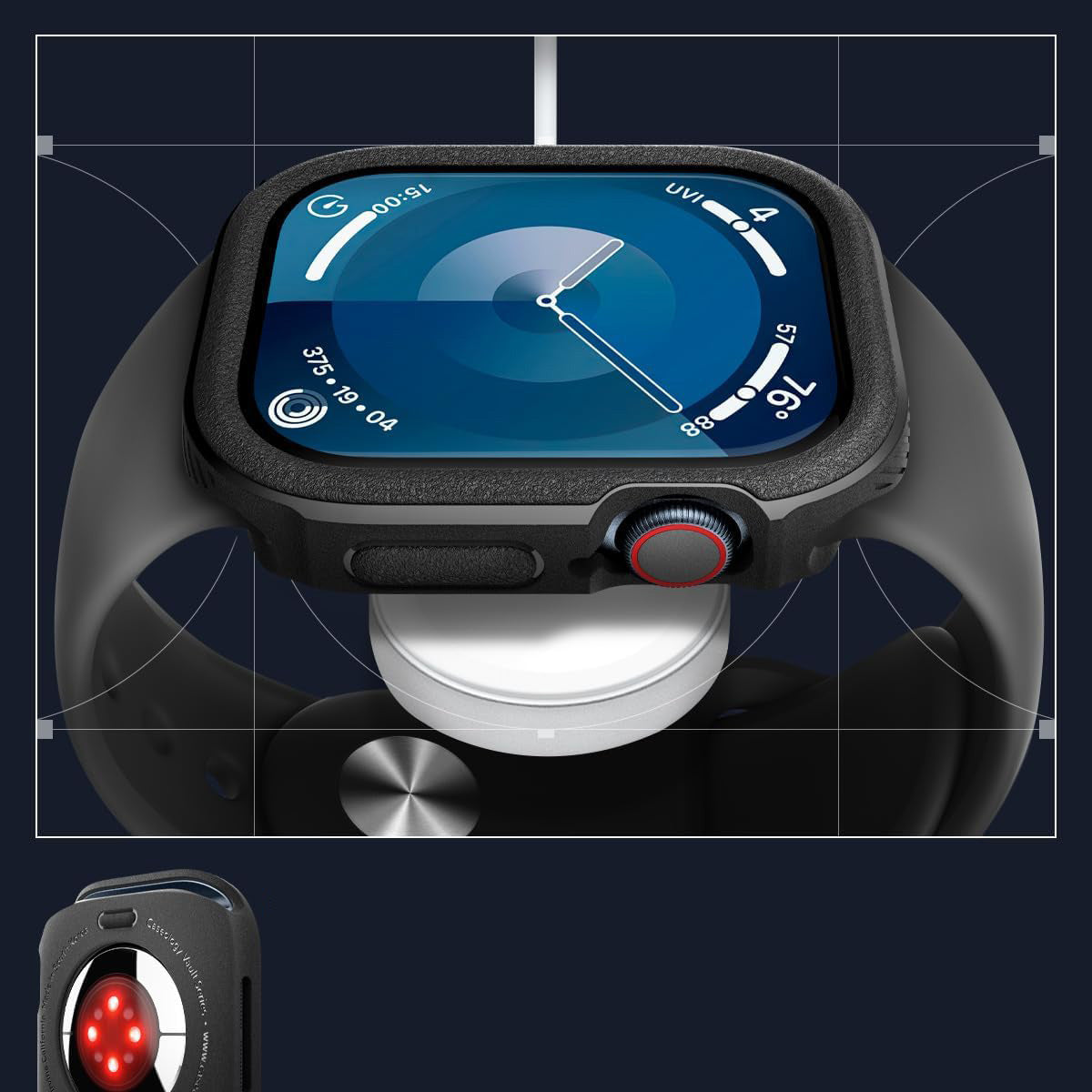 Schutzhülle für Apple Watch 10 46 mm, Spigen Caseology Vault, Schwarz