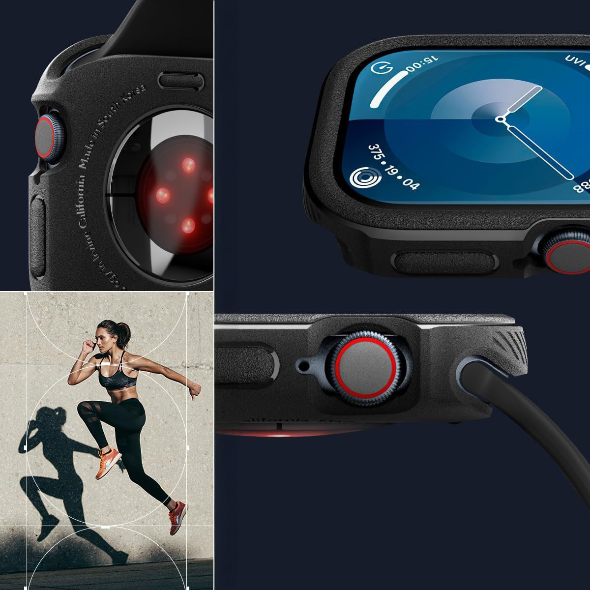 Schutzhülle für Apple Watch 10 46 mm, Spigen Caseology Vault, Schwarz