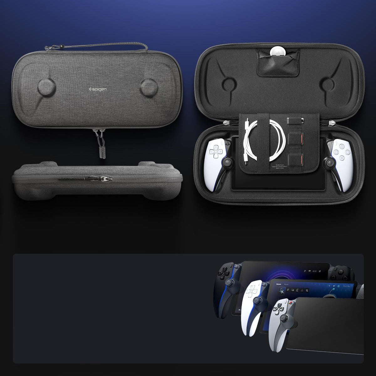 Hülle für PlayStation Portal, Spigen Klasden Pouch, Grau