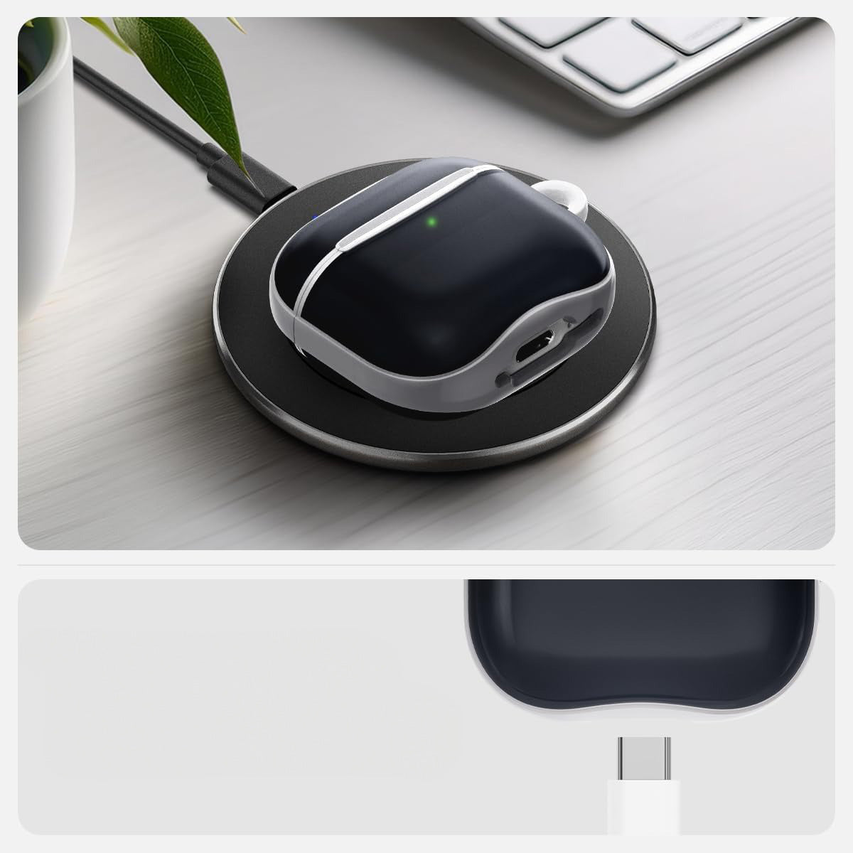 Schutzhülle für Apple AirPods 5 / 4, Spigen Classic C1, Weiß-Grau