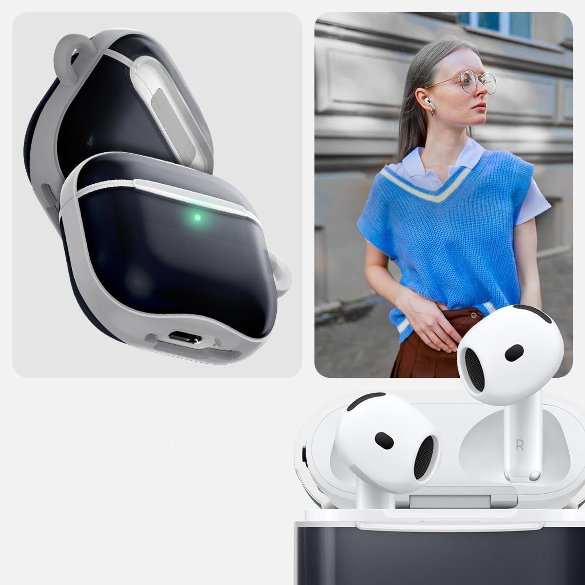 Schutzhülle für Apple AirPods 5 / 4, Spigen Classic C1, Weiß-Grau