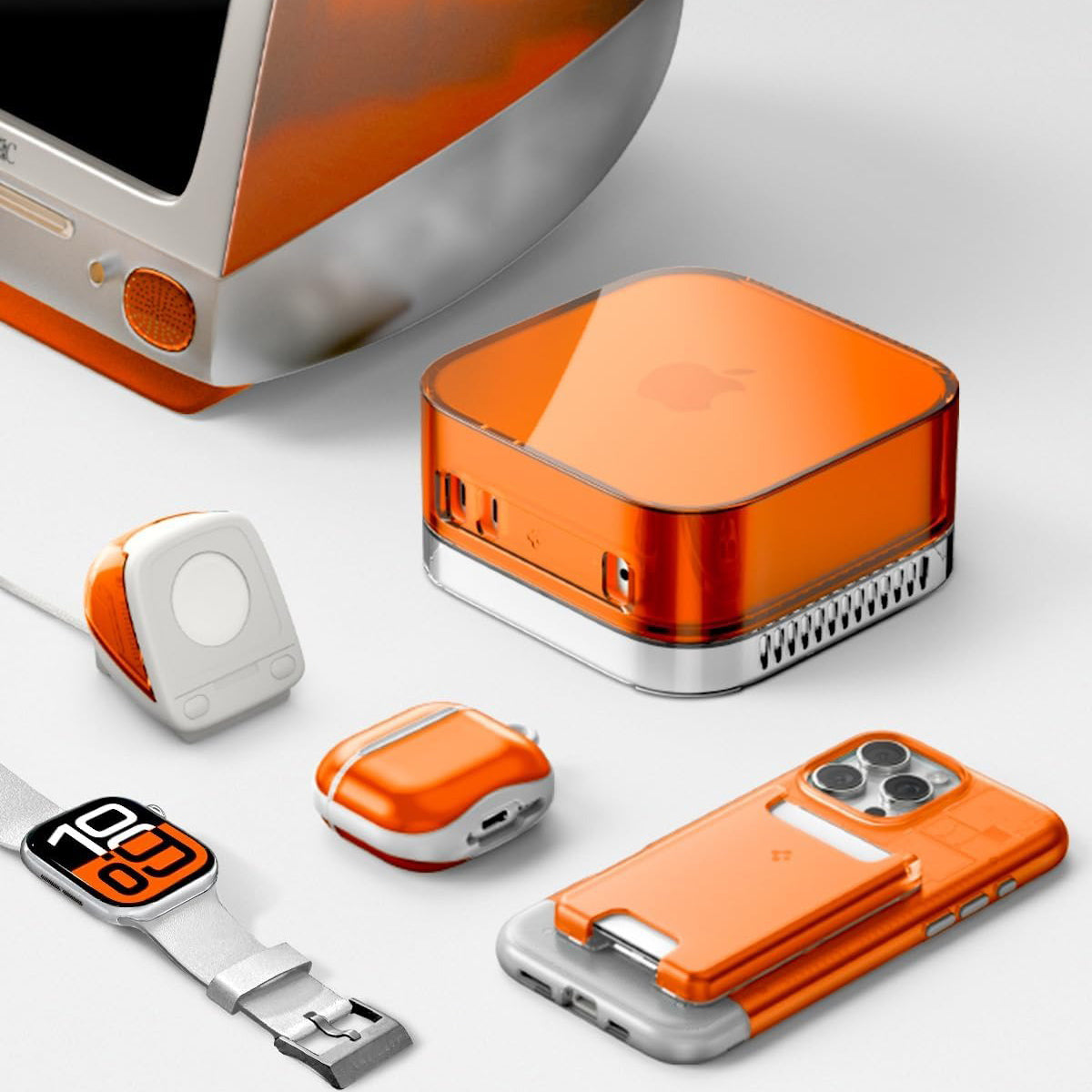 Dockingstation für Apple Watch Ladegerät, Spigen Classic C1 Stand, Orange