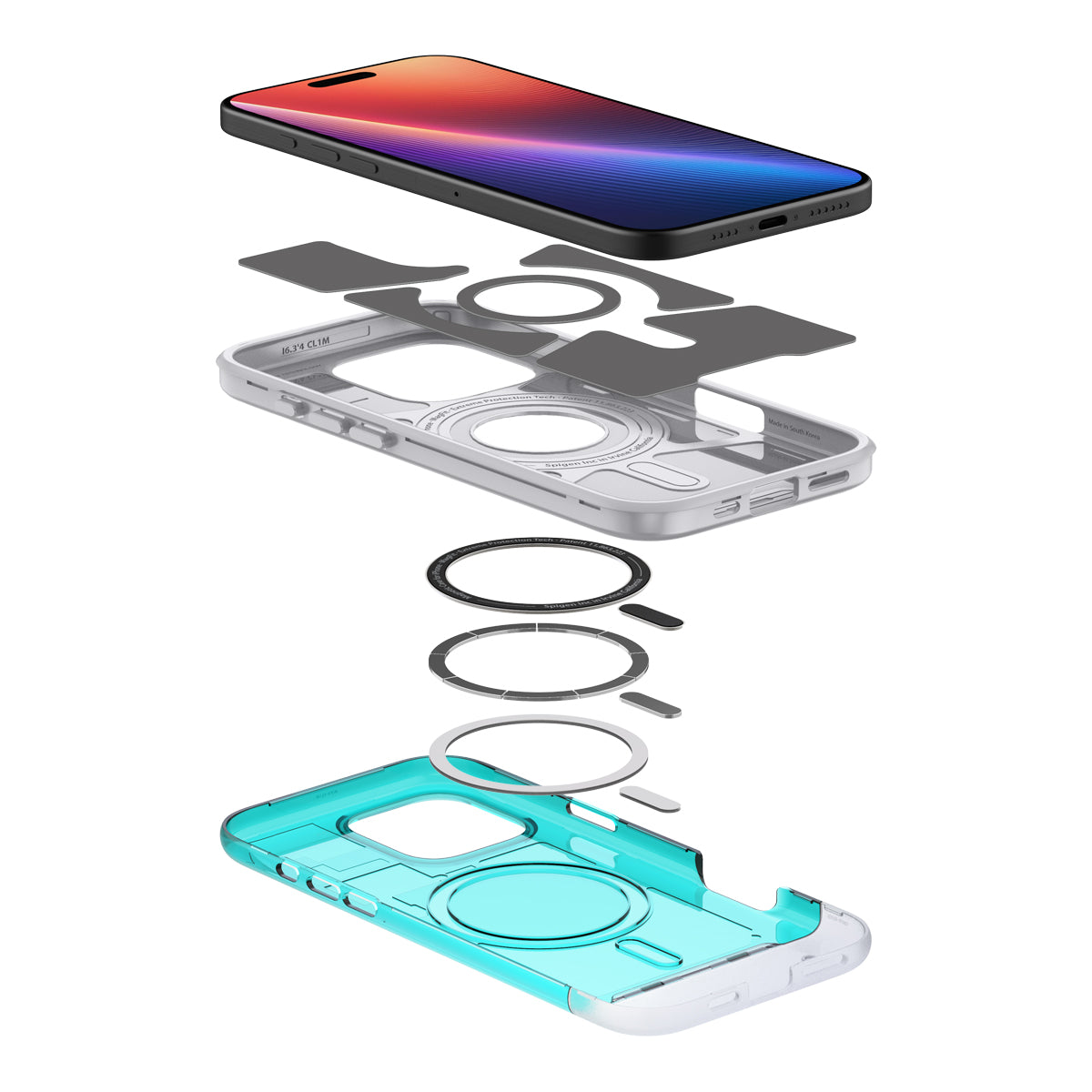 Handyhülle für iPhone 16 Pro Max, Spigen Classic C1 Mag mit MagSafe, Türkis