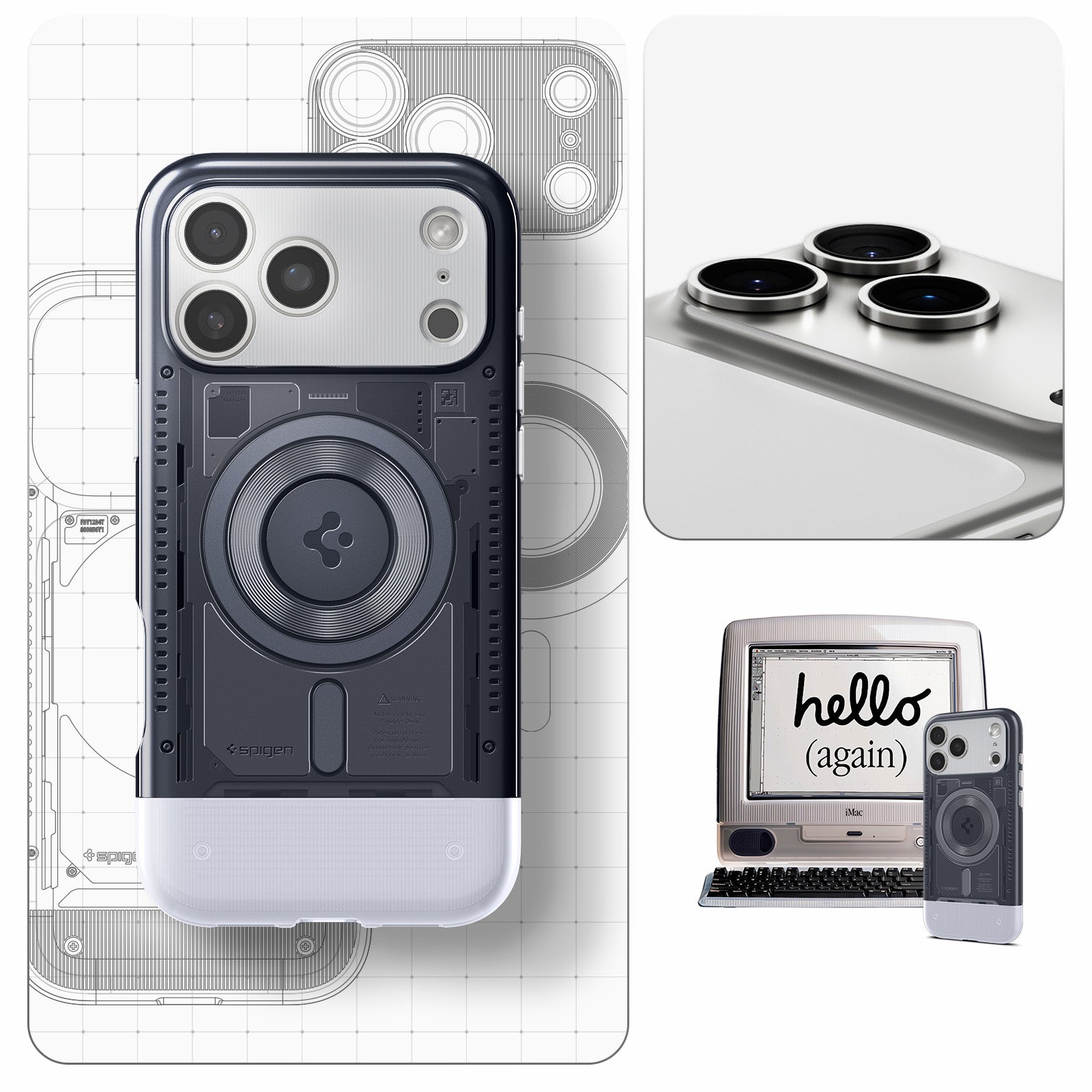 Handyhülle für iPhone 17 Pro, Spigen Classic C1 Mag mit MagSafe, Grau