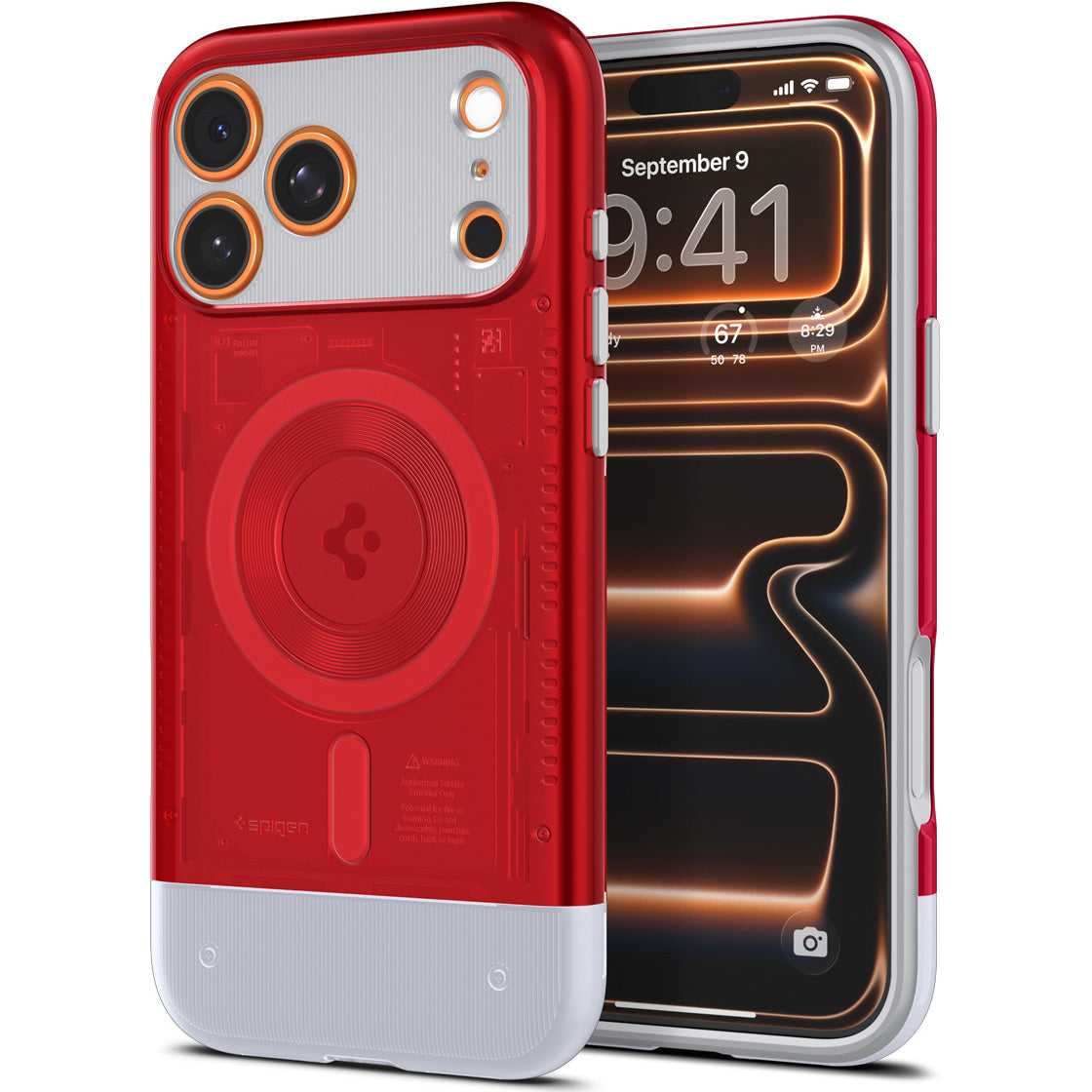 Handyhülle für iPhone 17 Pro, Spigen Classic C1 Mag mit MagSafe, Rot