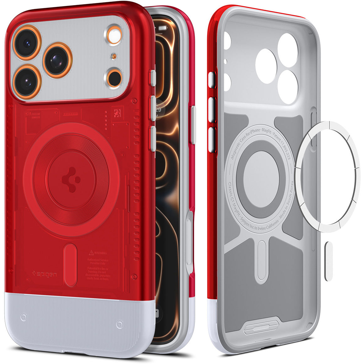 Handyhülle für iPhone 17 Pro, Spigen Classic C1 Mag mit MagSafe, Rot