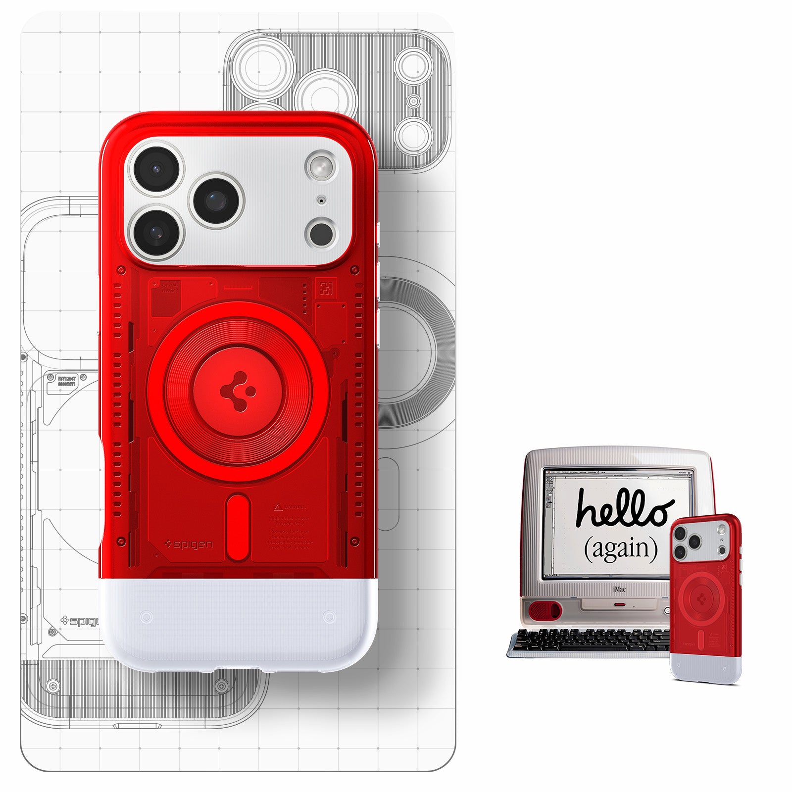 Handyhülle für iPhone 17 Pro, Spigen Classic C1 Mag mit MagSafe, Rot