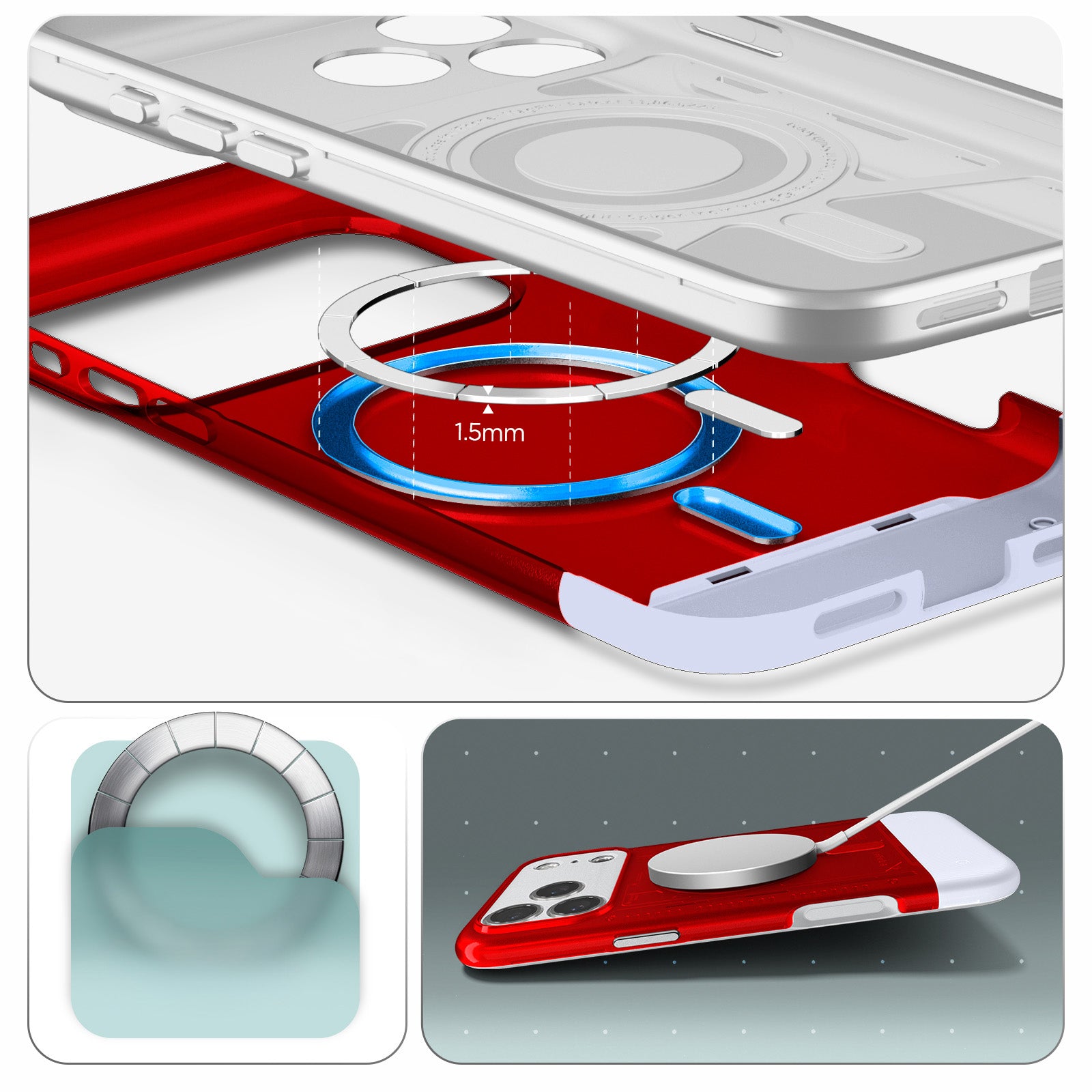 Handyhülle für iPhone 17 Pro, Spigen Classic C1 Mag mit MagSafe, Rot
