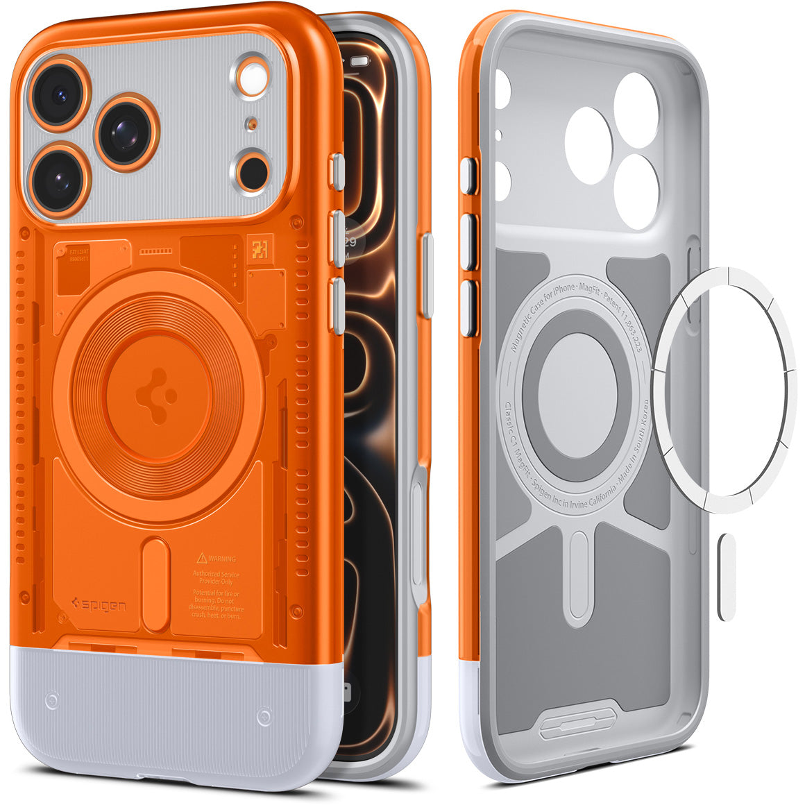 Handyhülle für iPhone 17 Pro, Spigen Classic C1 Mag mit MagSafe, Orange