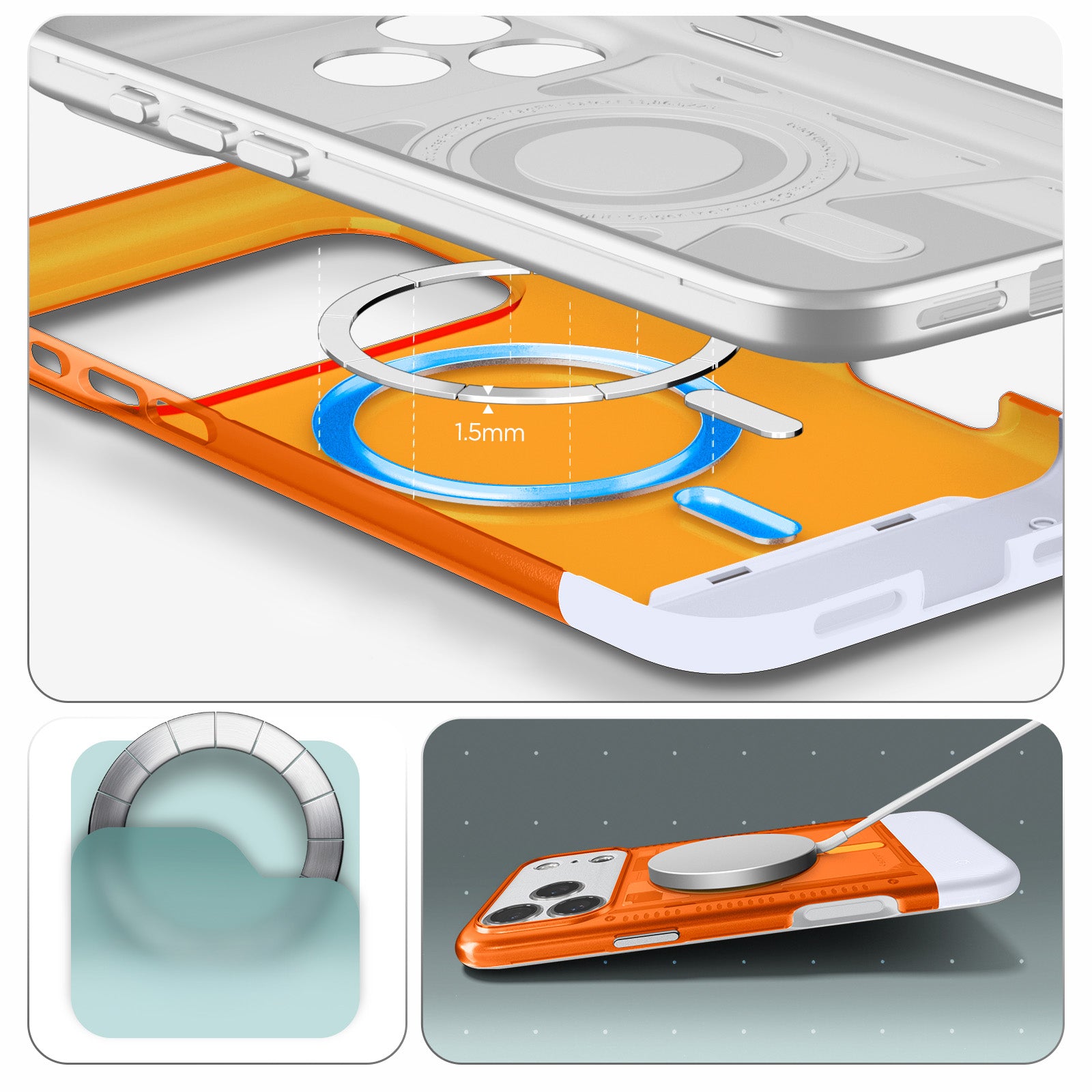 Handyhülle für iPhone 17 Pro, Spigen Classic C1 Mag mit MagSafe, Orange
