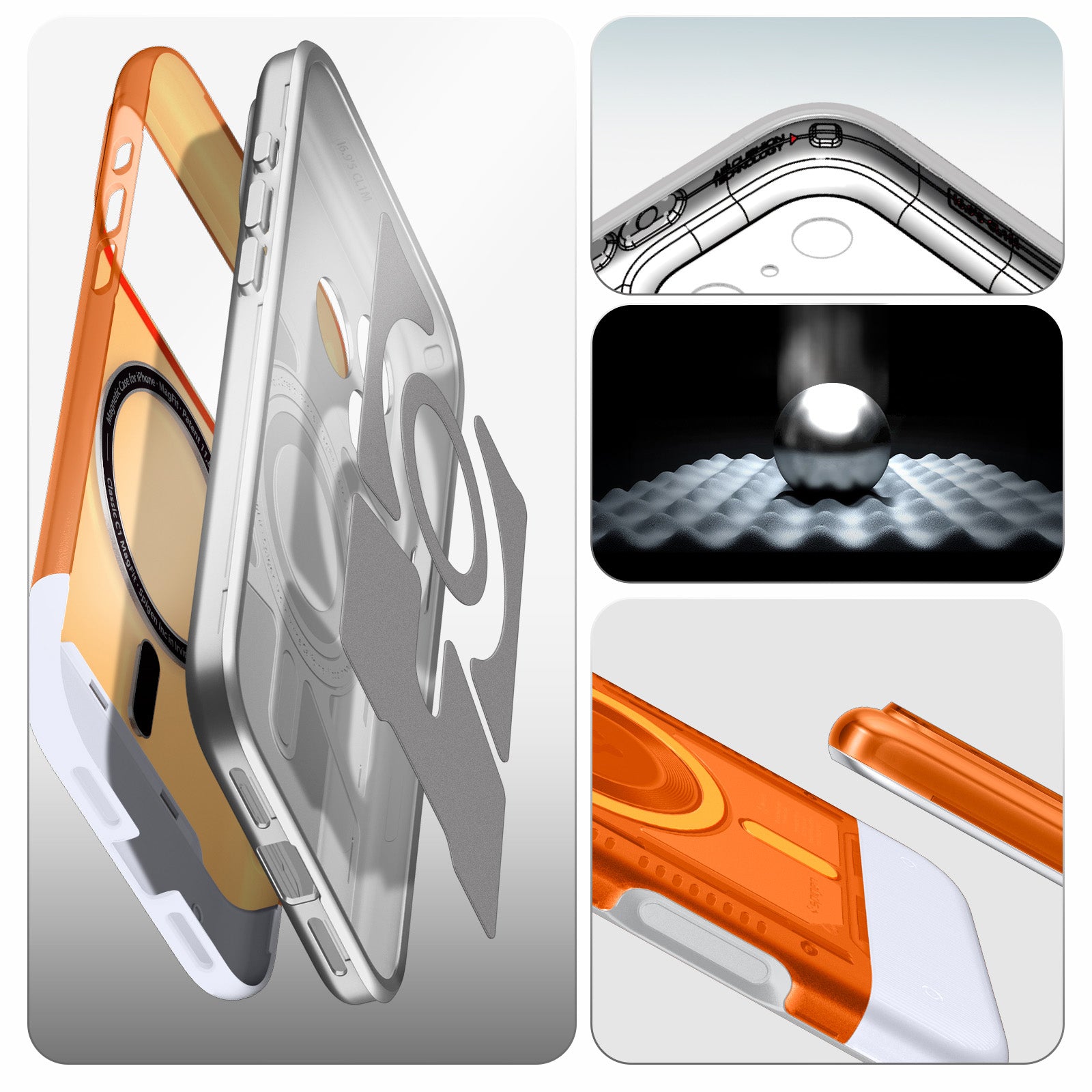 Handyhülle für iPhone 17 Pro, Spigen Classic C1 Mag mit MagSafe, Orange