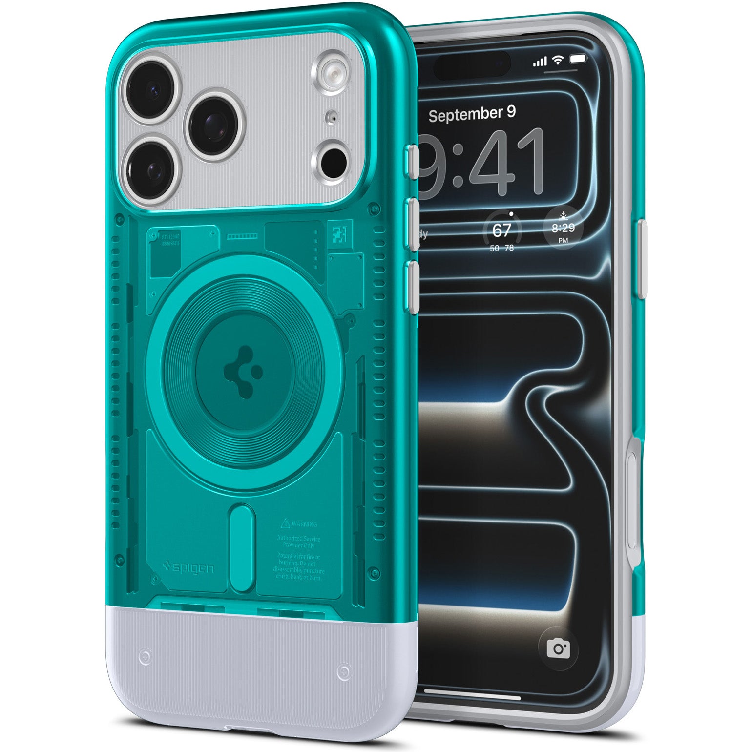Handyhülle für iPhone 17 Pro Max, Spigen Classic C1 Mag mit MagSafe, Türkis