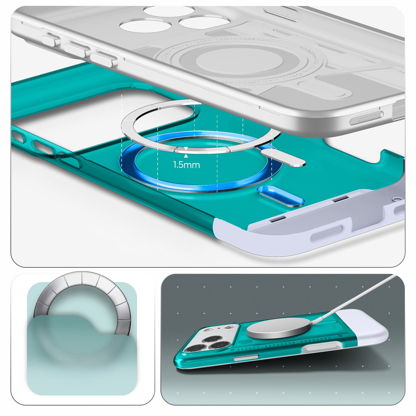 Handyhülle für iPhone 17 Pro Max, Spigen Classic C1 Mag mit MagSafe, Türkis