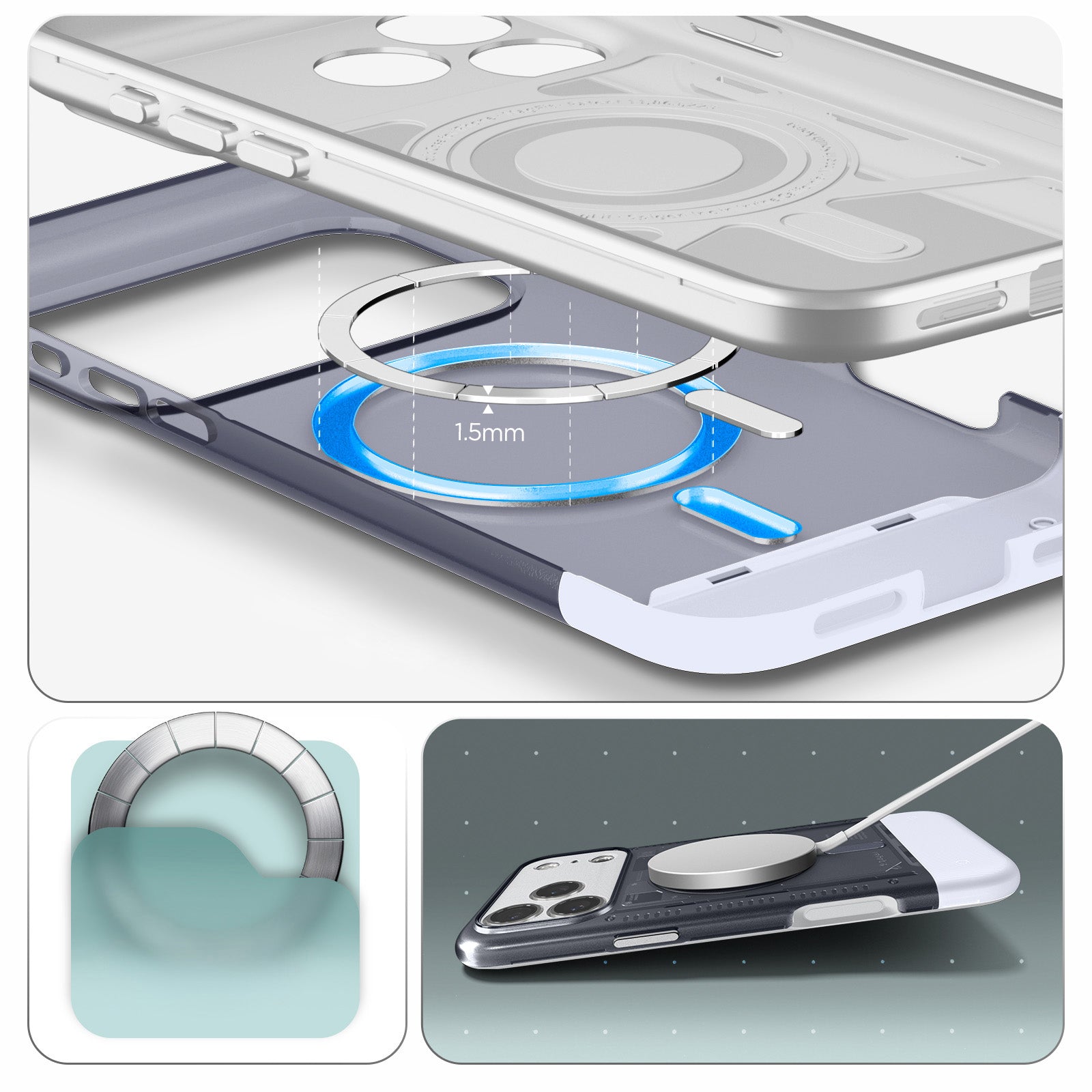Handyhülle für iPhone 17 Pro Max, Spigen Classic C1 Mag mit MagSafe, Grau