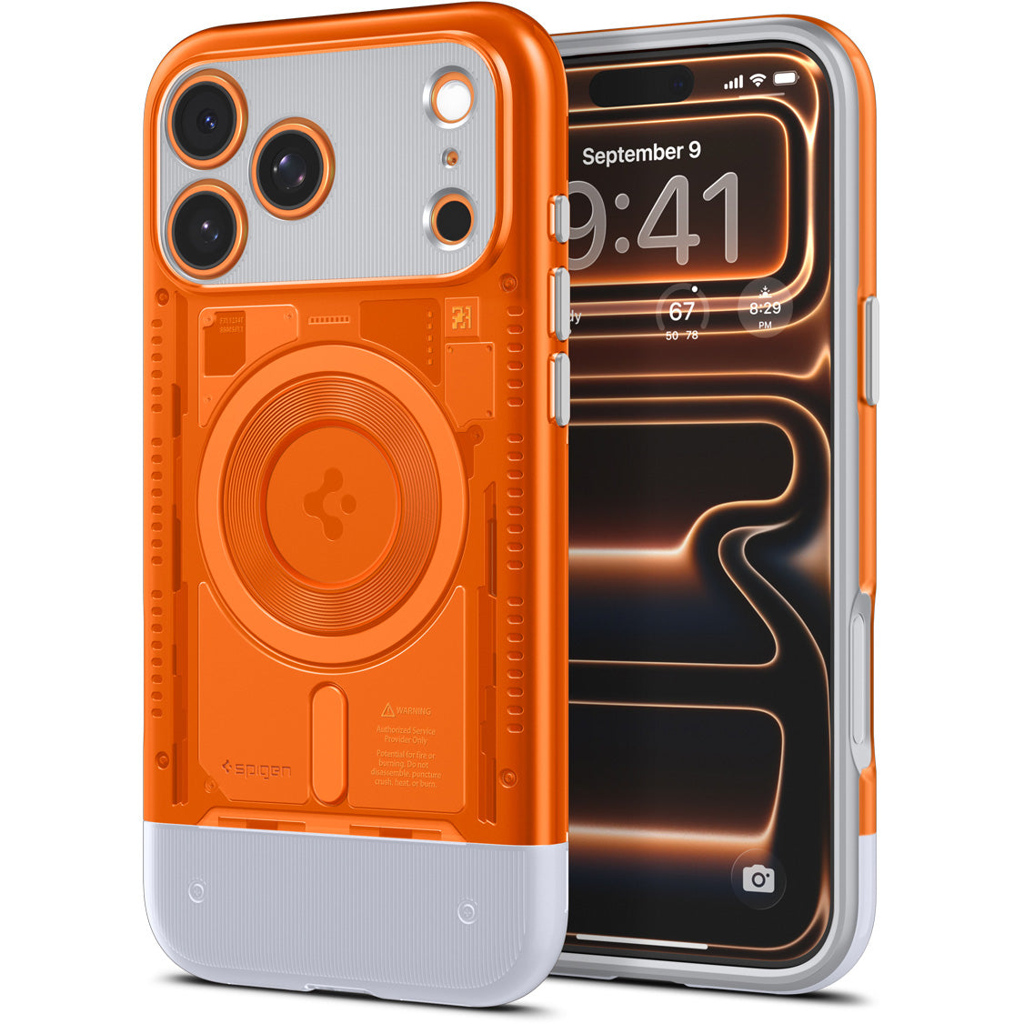 Handyhülle für iPhone 17 Pro Max, Spigen Classic C1 Mag mit MagSafe, Orange