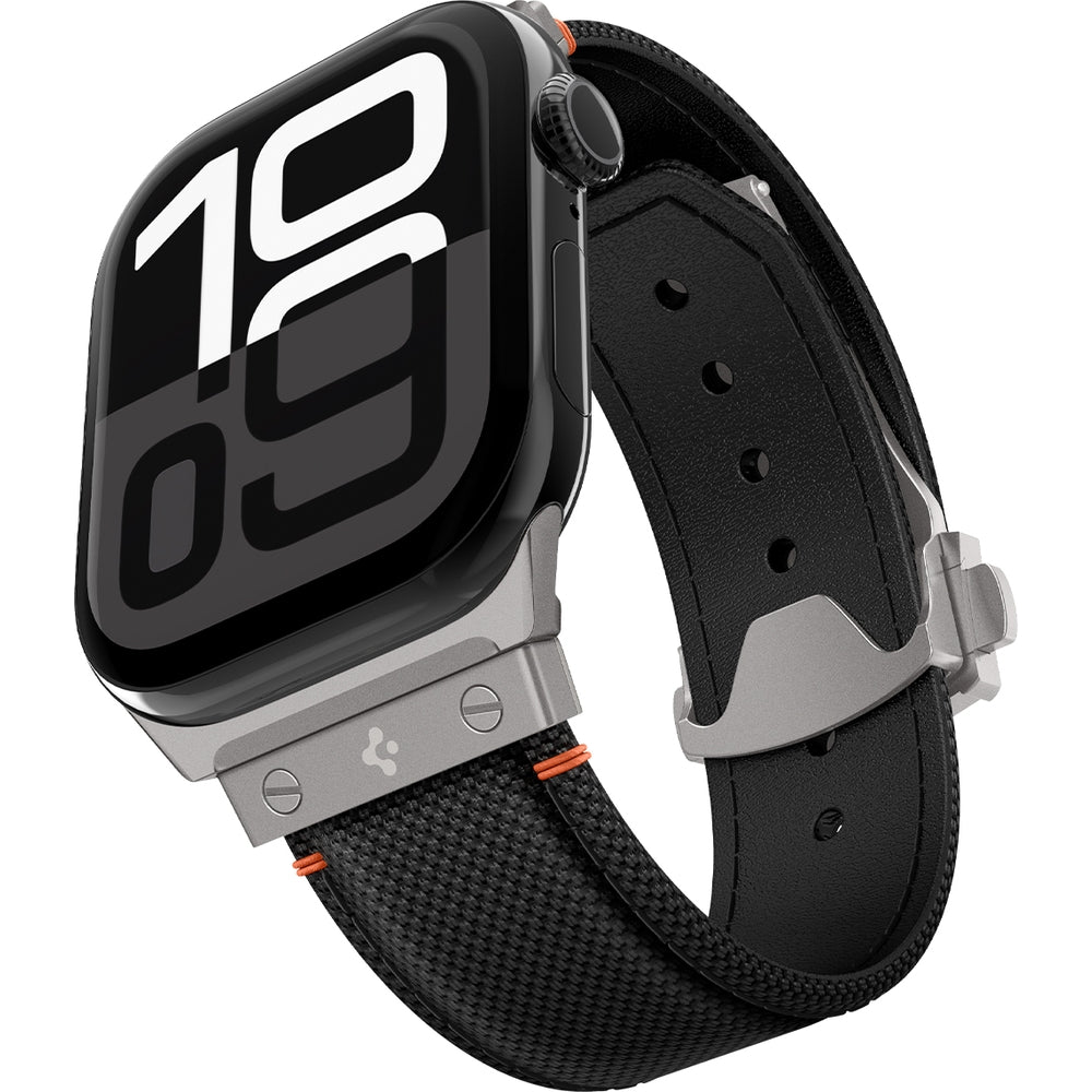 Armband für Apple Watch 49/46/45/44 mm, Spigen Classic Fit Band, Schwarz