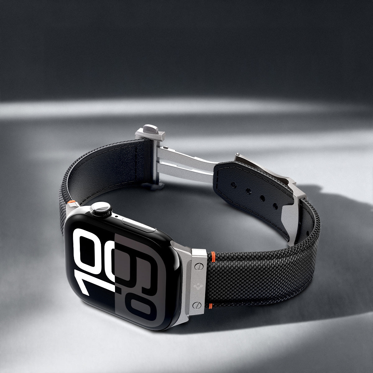 Armband für Apple Watch 49/46/45/44 mm, Spigen Classic Fit Band, Schwarz