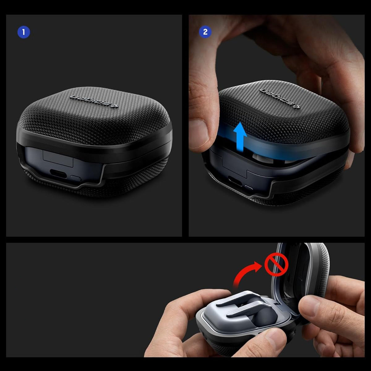 Schutzhülle für Galaxy Buds 4 / 4 Pro, Spigen Classic Fit, Schwarz