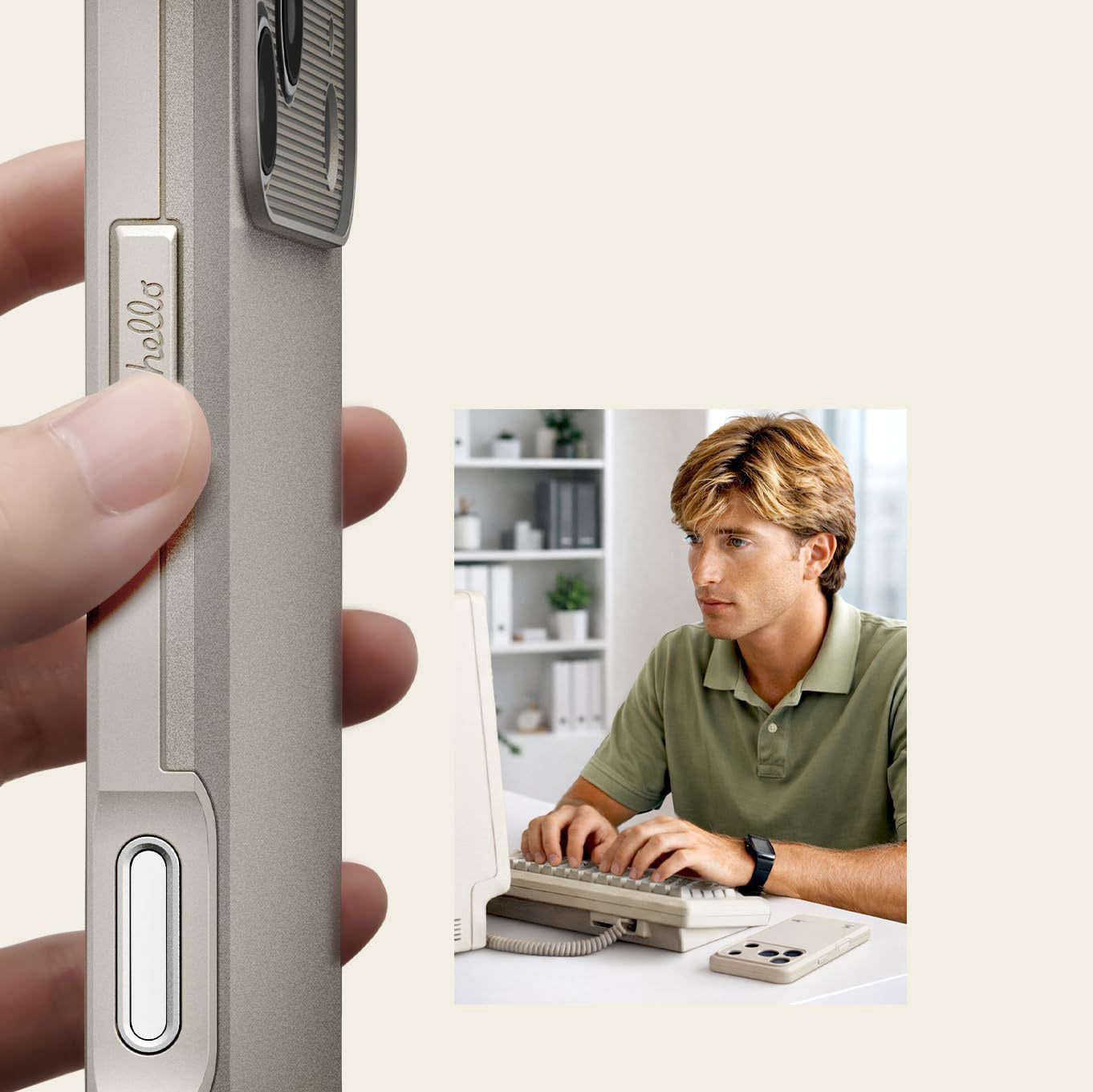 Handyhülle für iPhone 17 Pro Max, Spigen Classic LS mit MagSafe, Beige