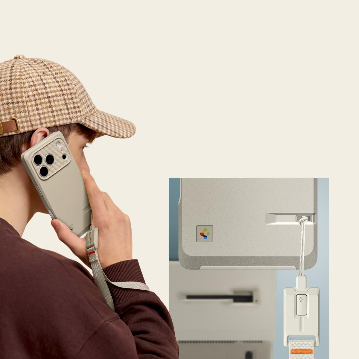 Handyhülle für iPhone 17 Pro Max, Spigen Classic LS mit MagSafe, Beige