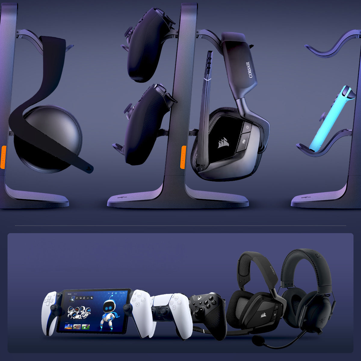 Spigen Headphone Stand VG400 für Kopfhörer und Controller PS5 / XBOX / Switch Pro / PC, Schwarz