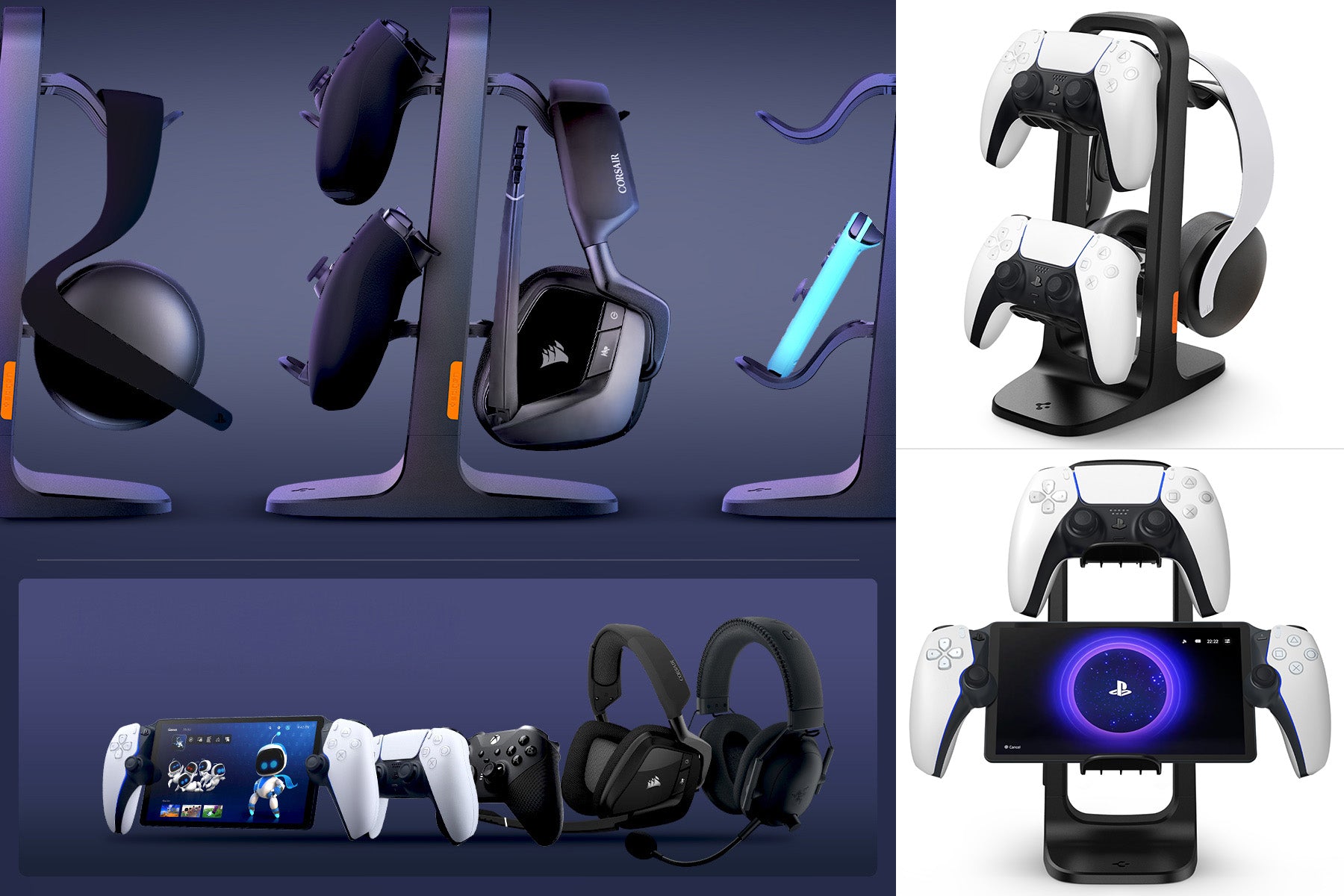 Spigen Headphone Stand VG400 für Kopfhörer und Controller PS5 / XBOX / Switch Pro / PC, Schwarz