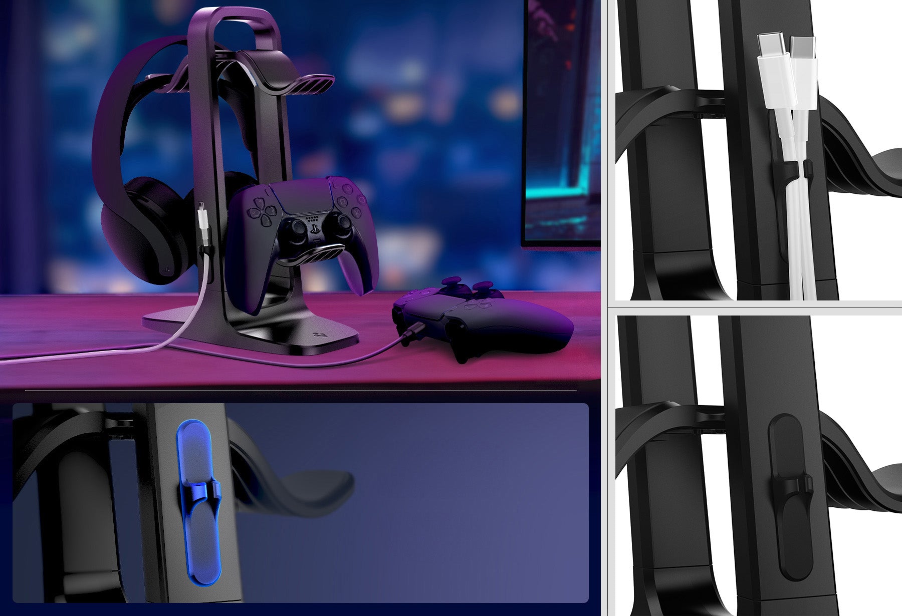 Spigen Headphone Stand VG400 für Kopfhörer und Controller PS5 / XBOX / Switch Pro / PC, Schwarz