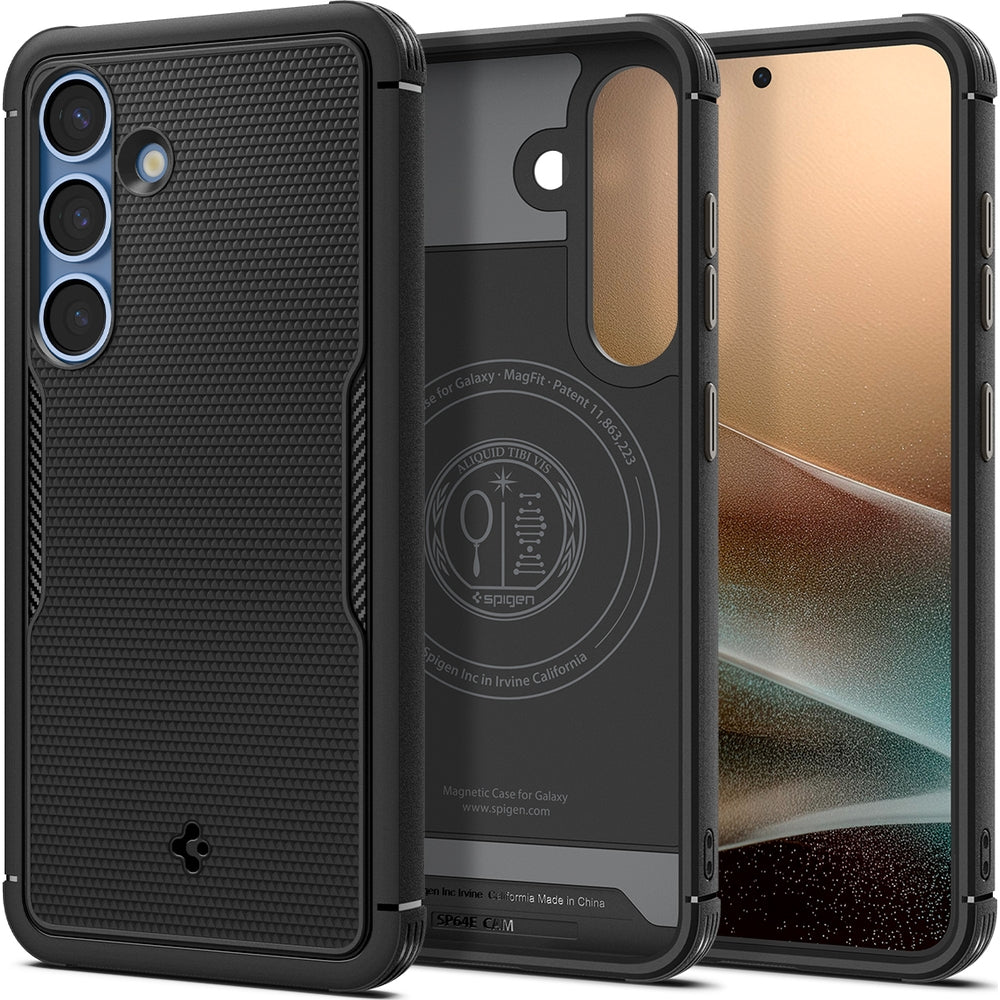 Handyhülle für Galaxy S25, Spigen Core Armor Mag mit MagSafe, Schwarz